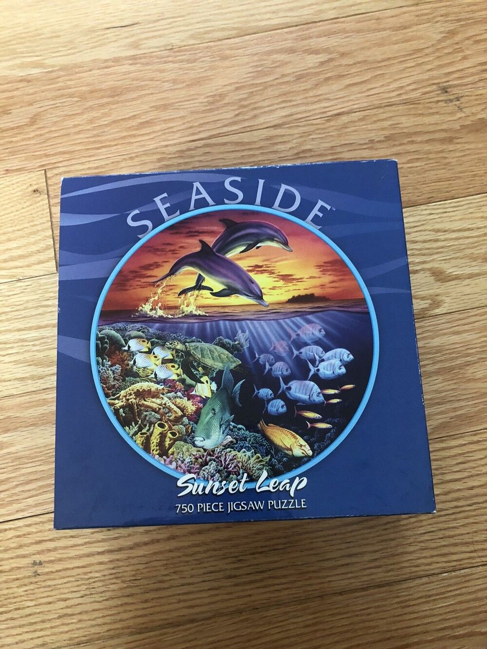 Ceaco Seaside Sunset Leap Dolphins Round 24" Jigsaw Puzzle 750 PC New Sealed USA